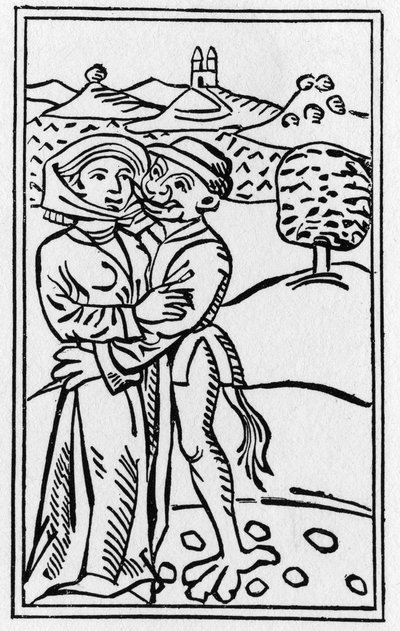 魔女に恋する悪魔（悪魔のキス） - 1489年のEngraving from "De lamiis et pythonicis mulieribus" by Ulrich Molitor " 作： German School