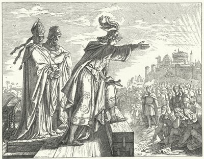 ローマ人の不誠実さを非難する神聖ローマ皇帝オットー3世（彫刻 作： German School