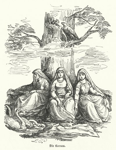 北欧神話の女性像「ノルン」（彫刻 作： German School