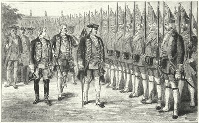 18世紀のプロイセンのフレデリックウィリアム1世の軍隊の平均的な兵士よりも背が高いポツダムのリーセンガルド歩兵連隊 作： German School