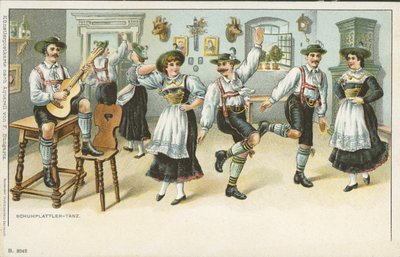 The Schuhplattler Dance（カラーリトグラフ 作： German School