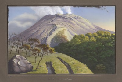 1836年9月、5231フィートの高さから見たメラピの頂上の南側、pl.VII、ジャワ島の旅の地形図および科学地図から、博士。マグフブールのジョンフンさん 作： German School