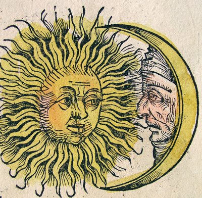 太陽と月、ニュルンベルク年代記、1493年に公開 作： German School
