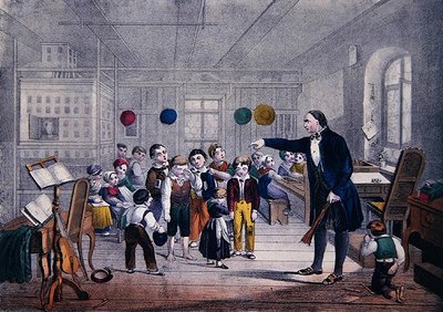 The Village Schoolmaster, c.1850 (カラーリトグラフ) 作： German School