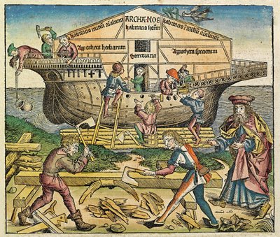 1493年、ニュルンベルク年代記に掲載されたノアの方舟の建物 作： German School