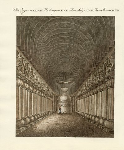 インドのカルリの洞窟（彩色画 作： German School