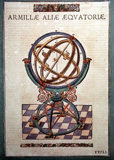 ティコ・ブラーエ（1546-1601）の「Astronomiae instituatae machanicia」に掲載されている赤道儀（Wandsbeck）。 作： German School