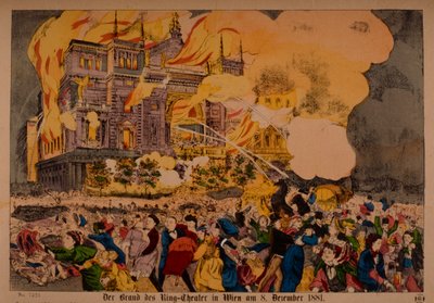 1881年12月8日、ウィーン、1881年8月のリングシアターでの大火 作： German School