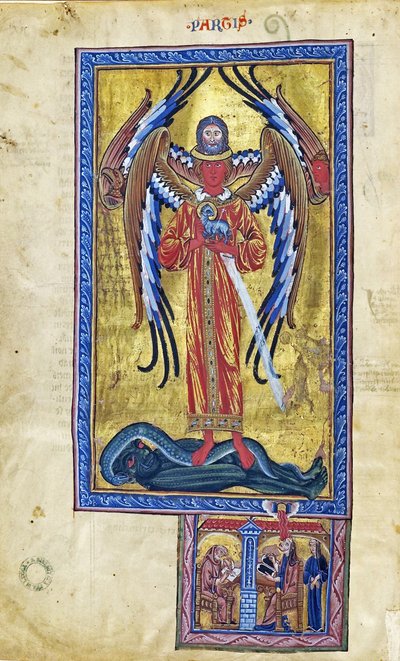Theophany of Divine Love (Vision from the Book of Divine Works)、c.1220-30 (羊皮紙のグワッシュ) 作： German School