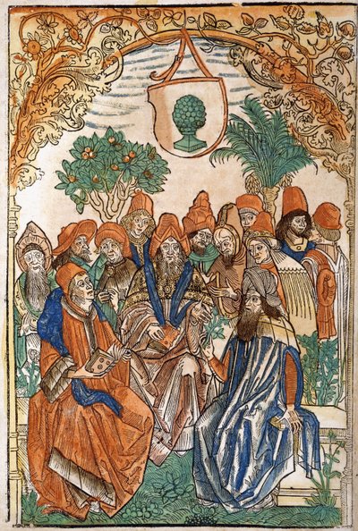 庭園にいる13人の学者、1485年 作： German School