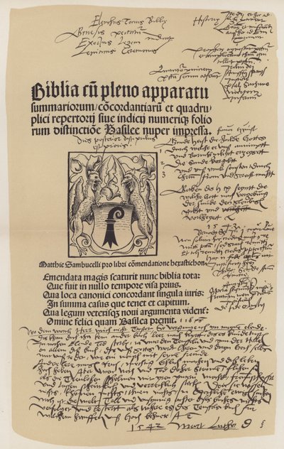 マルティン・ルーサーの聖書のタイトルページ（カラーリトグラフ 作： German School