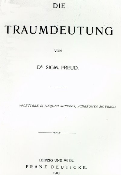 1899年に出版されたジークムントフロイトの「夢の解釈」のタイトルページ（印刷） 作： German School