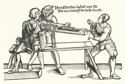 腕を負傷した兵士の治療（彫刻 作： German School