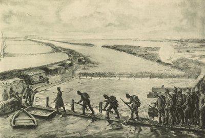 Yserの上を歩く海兵隊の部隊 作： German School