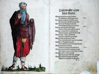 全ドイツ人の父トゥイスコン、「ドイツ民族の最初の12人の古い王と王子の起源」より 作： German School
