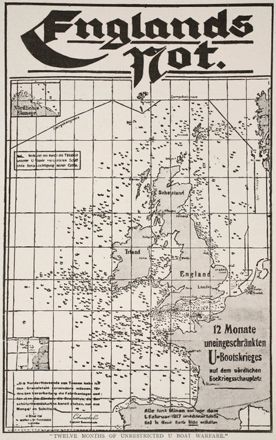 12か月の無制限Uボート戦争、1917年〜19年 作： German School