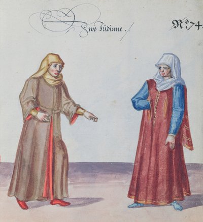 2人のユダヤ人女性、1600年頃（紙にトイレ） 作： German School