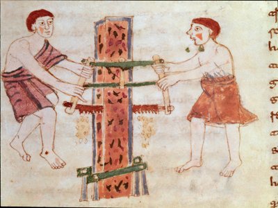 大理石のトランクを見た二人の男（細密画、9世紀 作： German School