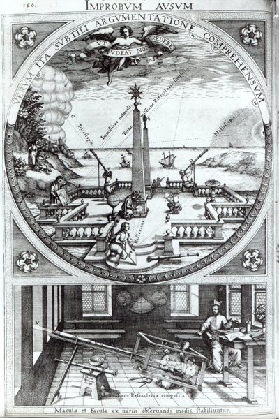 黒点を観察するさまざまな方法、クリストフ・シェイナーによるローザ・オルシーナのイラスト、1630年発行（詳細は294058を参照） 作： German School