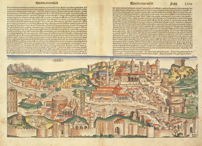 ニュルンベルク年代記からのローマ市の眺め、Hartmann Schedel（1440-1514）1493 作： German School