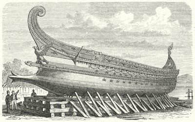 フランスのナポレオン3世が古代ローマのトリュームをベースに設計した軍艦（彫刻作品 作： German School