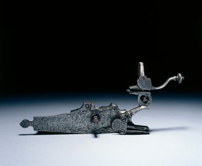 狩猟用ライフルのホイールロック 1700年代前半（スチール、刻印入り 作： German School