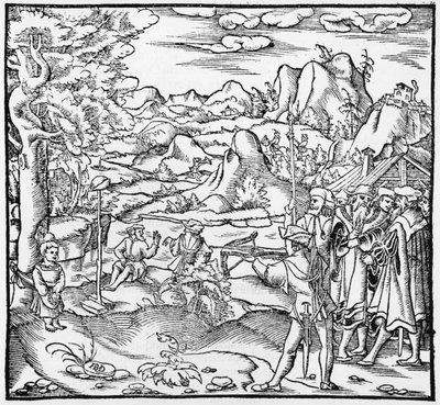 ウィリアム・テル、セバスチャン・ミュンスター（1488-1552）バーゼルによる宇宙飛行士ユニバーセルのイラスト、1559年発行 作： German School