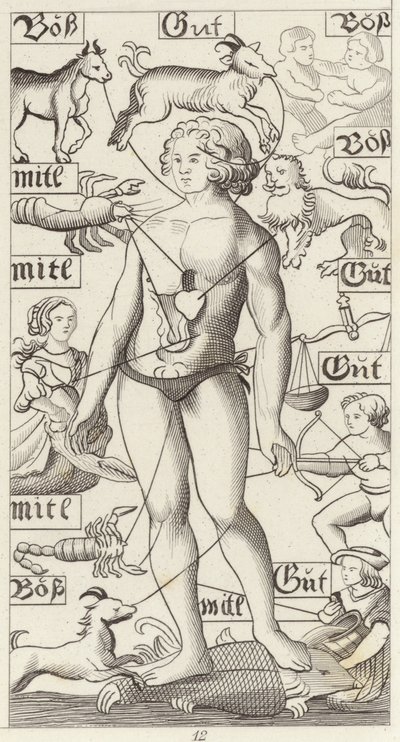 干支の男。ビルダーアトラスのイラスト（彫刻 作： German School