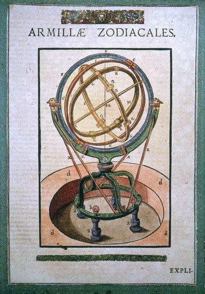 ティコ・ブラーエ（1546-1601）の "Astronomiae instituatae machanicia "における黄道帯の腕木球、Wandsbeck 作： German School