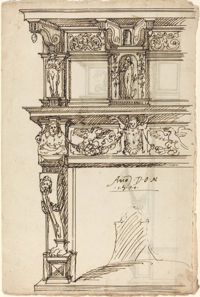 水星と希望のある宮殿のマントルピース [直筆] 作： German or Austrian 16th Century