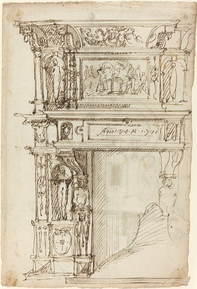 古代のいけにえを描いた豪華なマントルピース [直筆] 作： German or Austrian 16th Century
