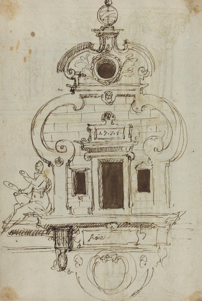 渾天儀のあるウォール モニュメント [裏面] 作： German or Austrian 16th Century