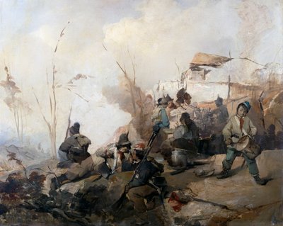 ローマを守るガリバルディ軍の兵士の野営地 作： Gerolamo Induno