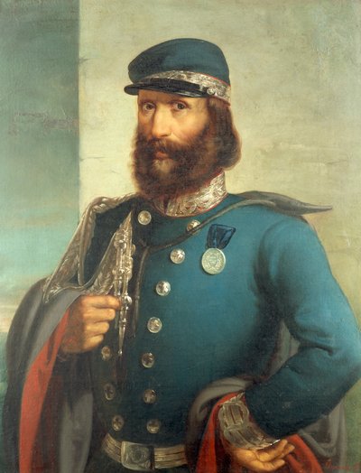 ジュゼッペ・ガリバルディの肖像 (1807-1882)、ジェロラモ・インドゥーノ作 作： Gerolamo Induno