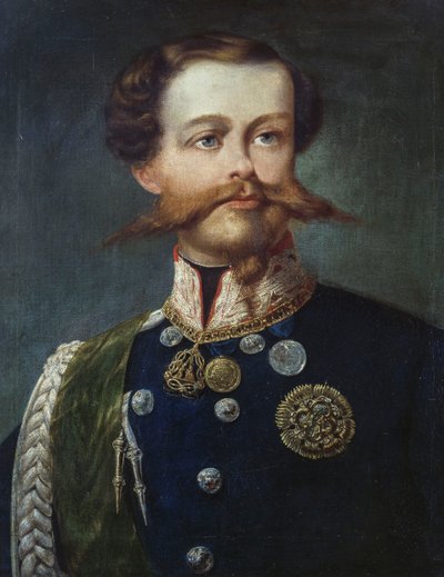 ヴィクトル エマヌエル 2 世 (1820-1878) の肖像、イタリア王、ジェロラモ インドゥーノ作、キャンバスに油彩 作： Gerolamo Induno