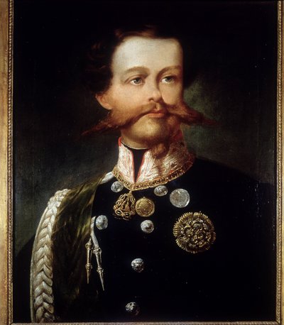 Gerolamo (Girolamo) Induno による Victor Emmanuel II (Victor-Emmanuel) (Vittorio Emanuele) (1820 - 1878) の肖像。 ルネッサンス博物館。 ミラノ。 作： Gerolamo Induno