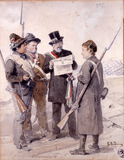 Risorgimento: The Five Days of Milan (Cinque giornate di Milano) (1848 年 3 月 18 ～ 22 日): これは、1848 年の革命 (第一次イタリア独立戦争の一部) の最初のエピソードの 1 つです。 反対する人口反乱 作： Gerolamo Induno