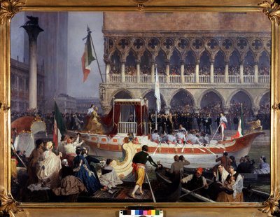 ヴェネツィアのヴィットリオ エマヌエーレ 2 世 (ヴィクトル エマヌエル) (1820-1878) のメインディッシュ。 Gerolamo (Girolamo) Induno (1827-1890) による絵画。 ミラノ リソルジメント美術館 作： Gerolamo Induno
