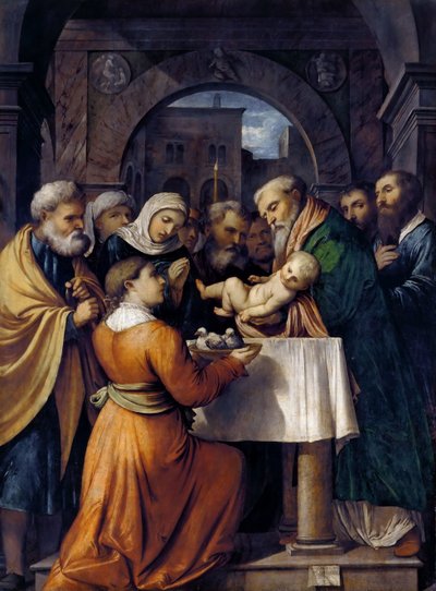 神殿でのイエスの奉献、1529年。 作： Gerolamo Romanino