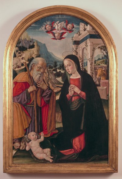Adoração da Criança, ca 1490-1525, por Girolamo Benvenuto (1470-1524) 作： Gerolamo di Benvenuto