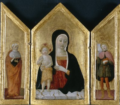 マドンナと子供、2人の聖人、1500年頃（木のテンペラ） 作： Gerolamo di Benvenuto