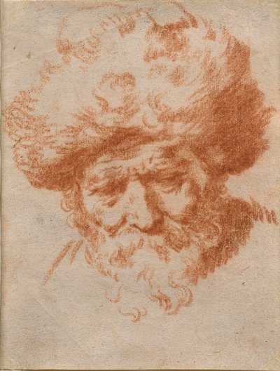 冬のアレゴリー: 毛皮の帽子をかぶった老人の頭部 作： Gerrit Adriaensz (attr.to) Berckheyde