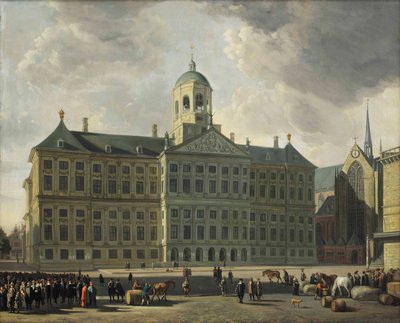 新しい市庁舎、新教会、アムステルダムのワーグとダムの眺め 作： Gerrit Adriaensz Berckheyde