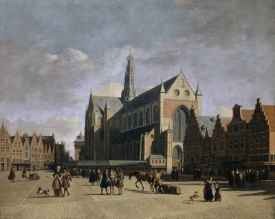 1680 年代、ハールレムのマルクト広場。 作： Gerrit Adriaensz Berckheyde
