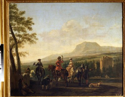 「鷹狩り」（鷹狩り） Gerrit Adriaensz Berckheyde（1638-1698）による絵画 17世紀 プーシキン美術館 モスクワ 作： Gerrit Adriaensz Berckheyde