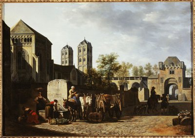 ケルンの公共の噴水と聖ゲレオン教会、1670年頃（木に油彩） 作： Gerrit Adriaensz Berckheyde