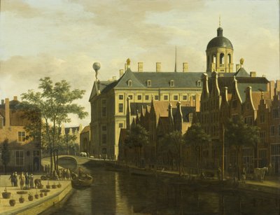 1675年頃、アムステルダムのフラワーアンドツリーマーケットがあるニーウェジズフォールブルクワル 作： Gerrit Adriaensz Berckheyde