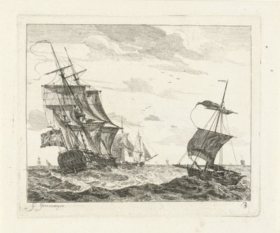 荒れた海の帆船 船のある海景（連載タイトル） 作： Gerrit Groenewegen