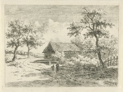 向かう途中の 2 人の人物がいる風景 作： Gerrit Jan Michaëlis