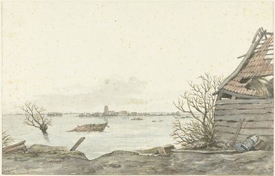 浸水したランスドルプ川の眺め、1825 年 2 月 作： Gerrit Lamberts